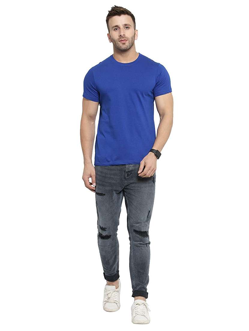 blue solid t-shirt - 18011938 -  Standard Image - 3