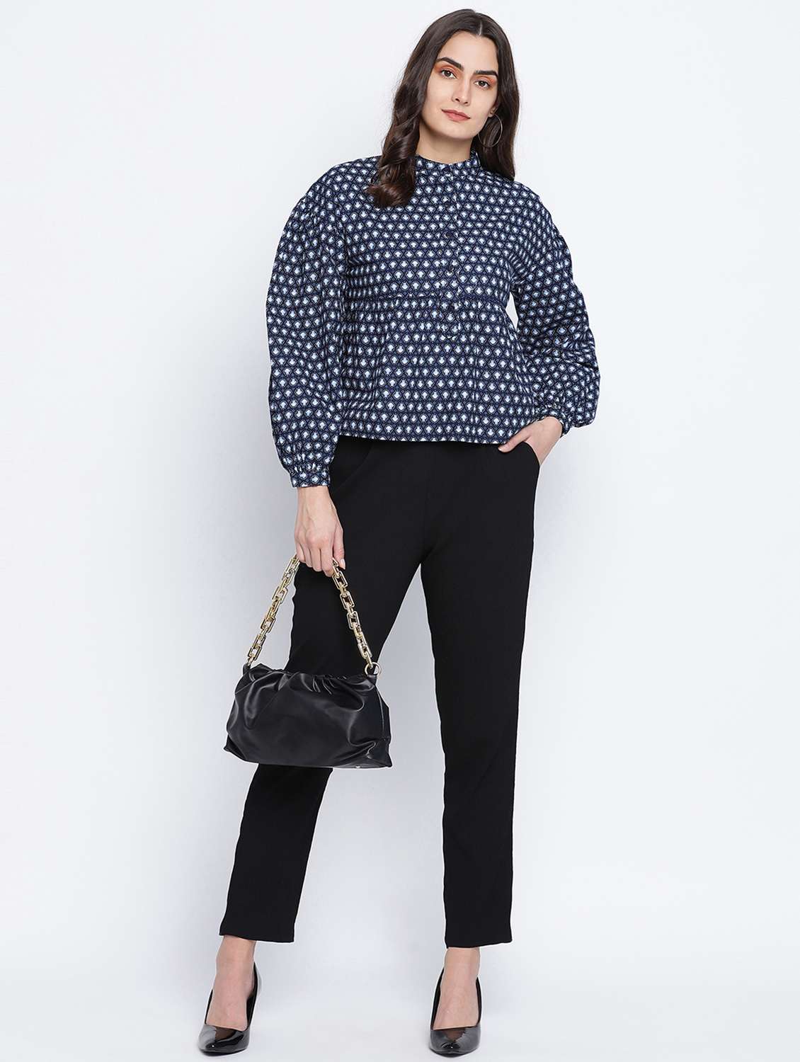 solid black pleated trouser - 18013221 - Standard Image - 3