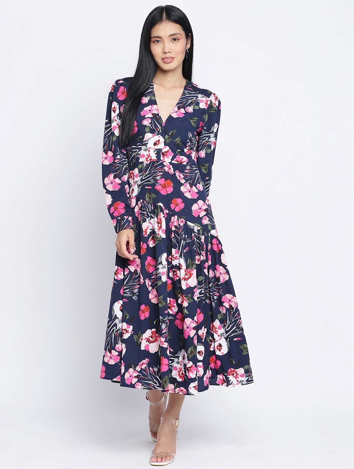 v-neck floral a-line dress - 18013275 -  Zoom Image - 0