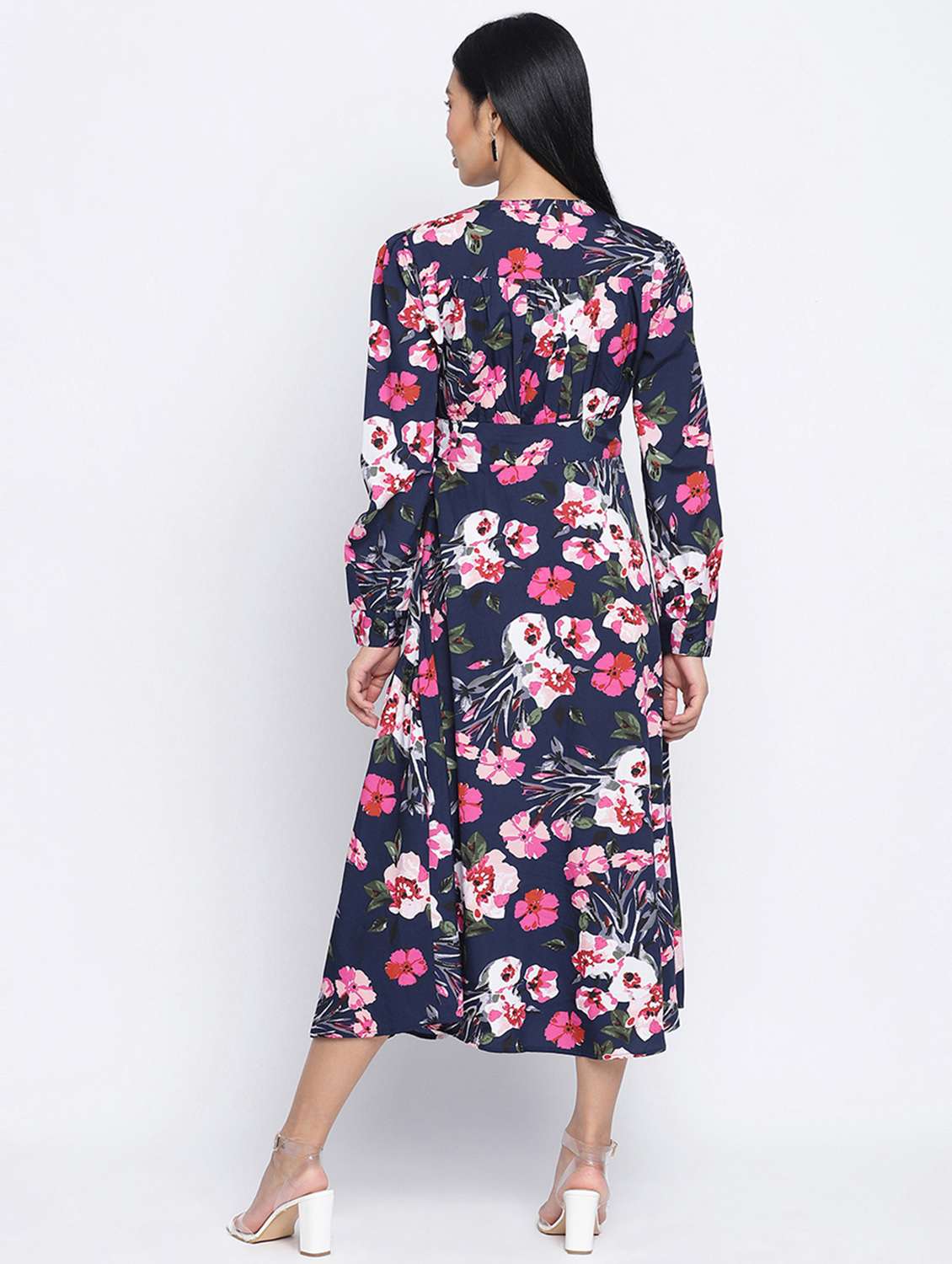 v-neck floral a-line dress - 18013275 - Standard Image - 3