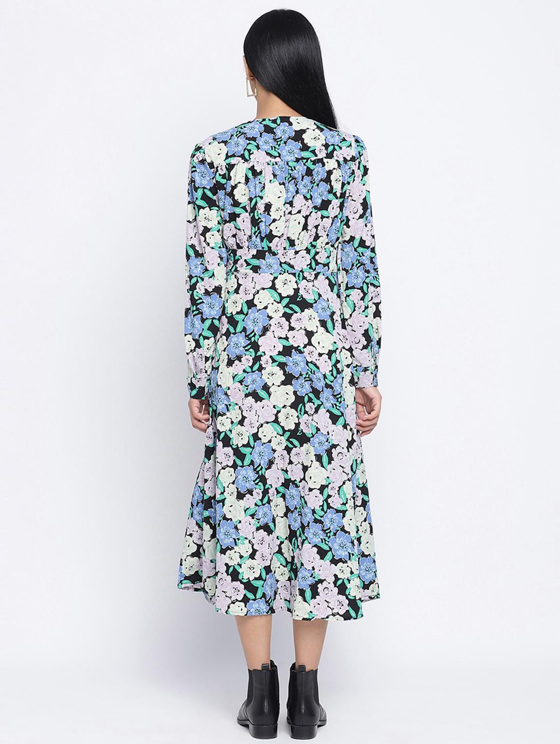 v-neck floral a-line dress - 18013277 - Standard Image - 3