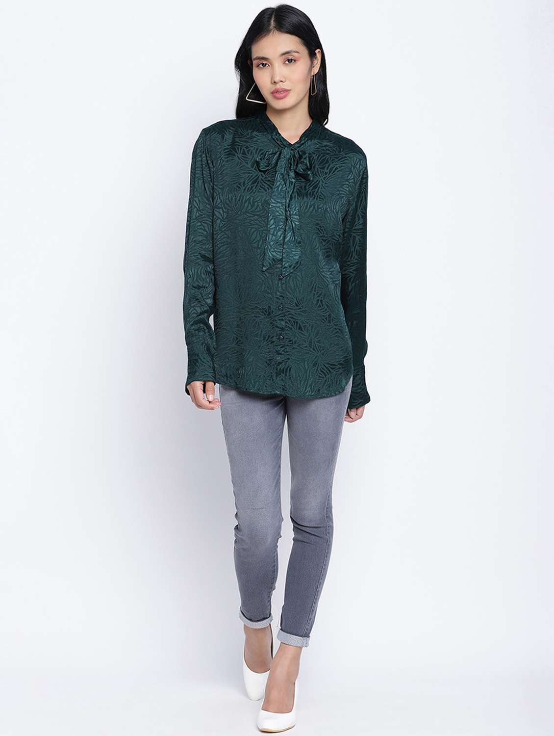 tie up neck printed top  - 18013325 -  Standard Image - 3