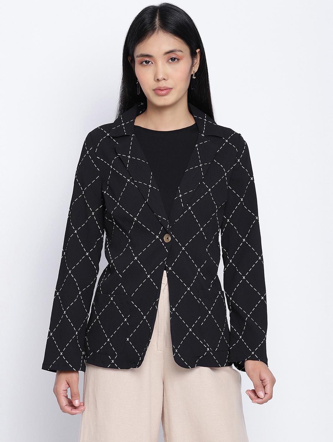 lapel neck checkered blazer - 18013333 - Zoom Image - 0
