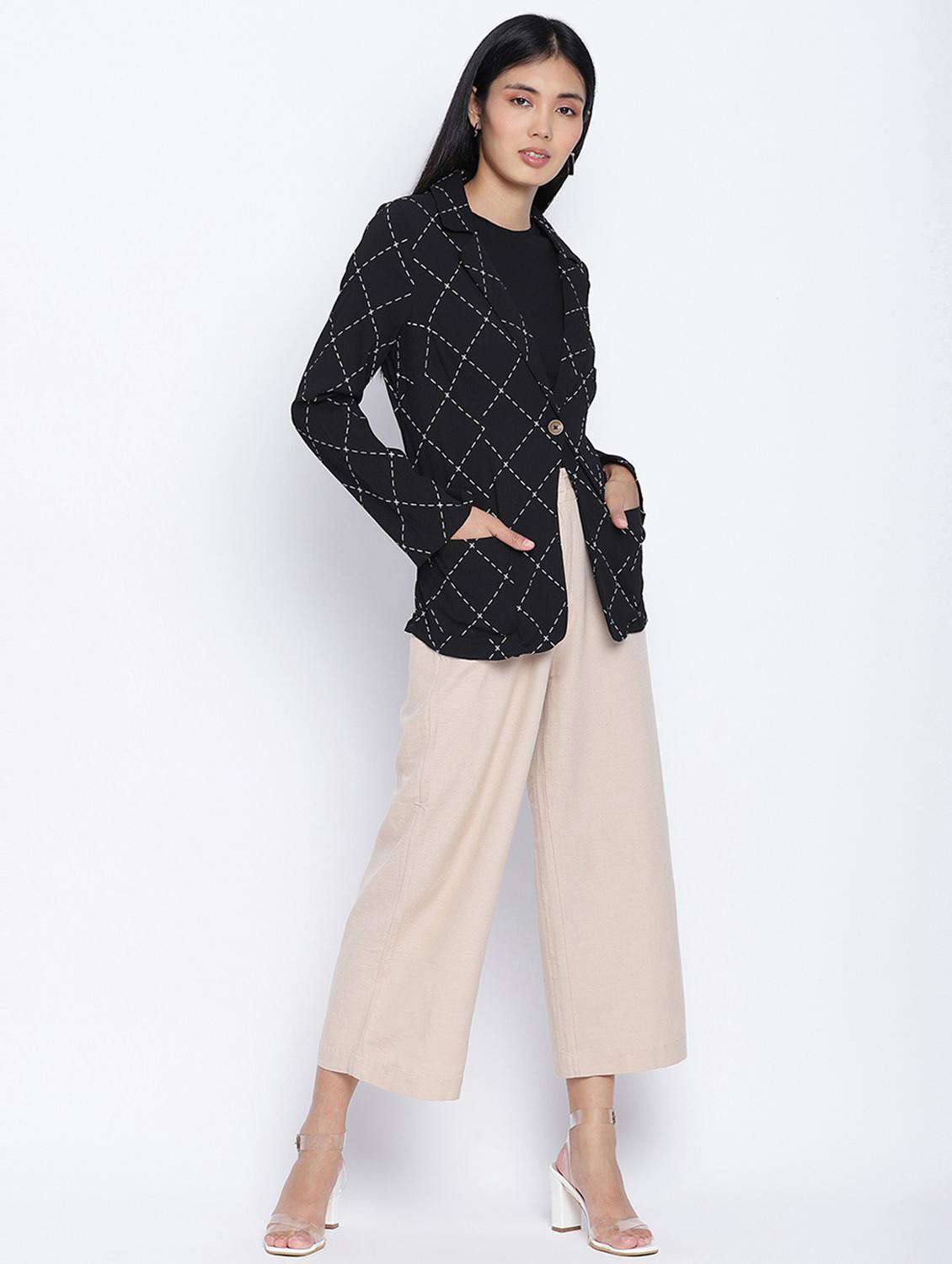 lapel neck checkered blazer - 18013333 - Standard Image - 3