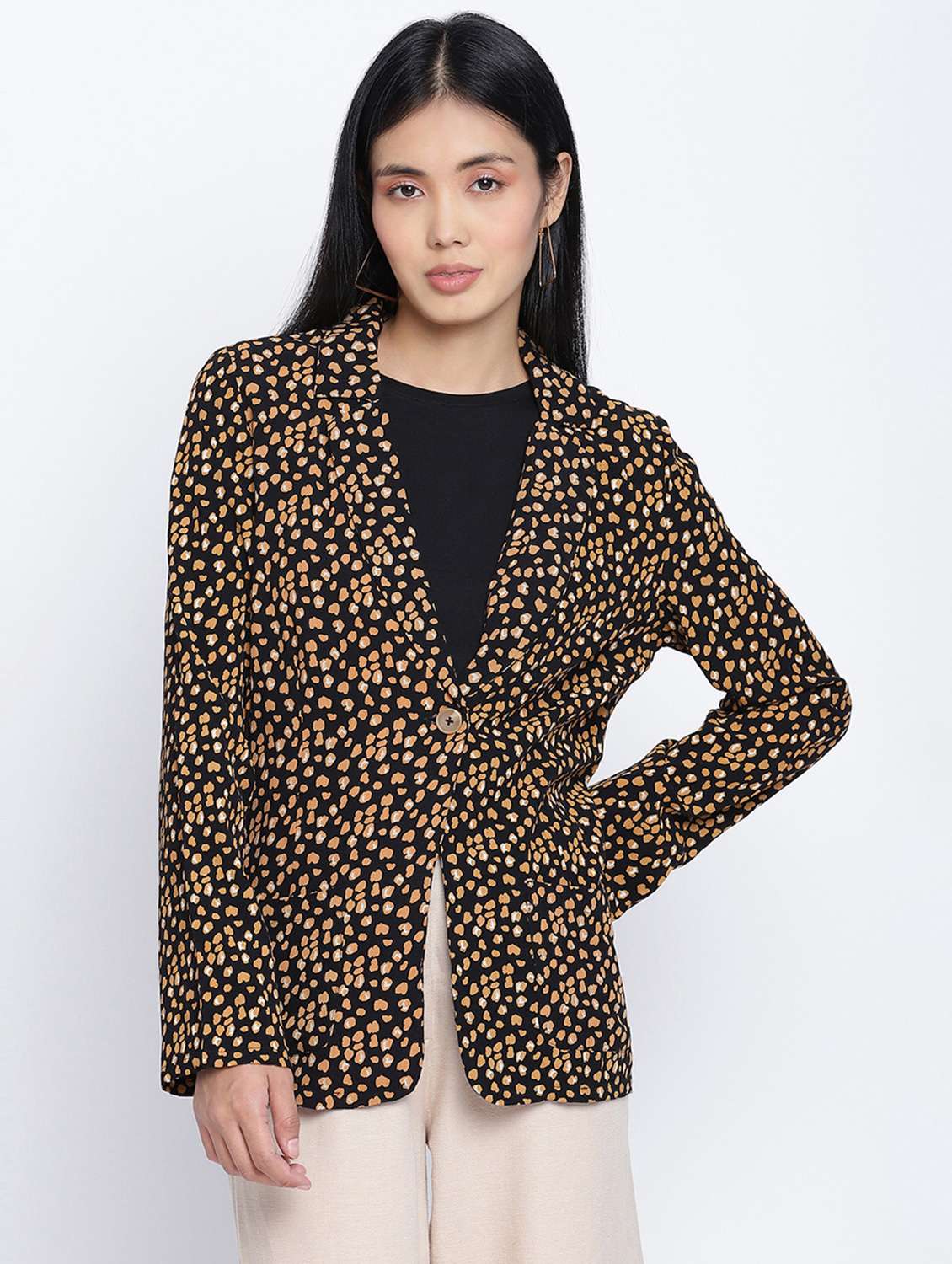 lapel neck printed blazer - 18013335 - Zoom Image - 0