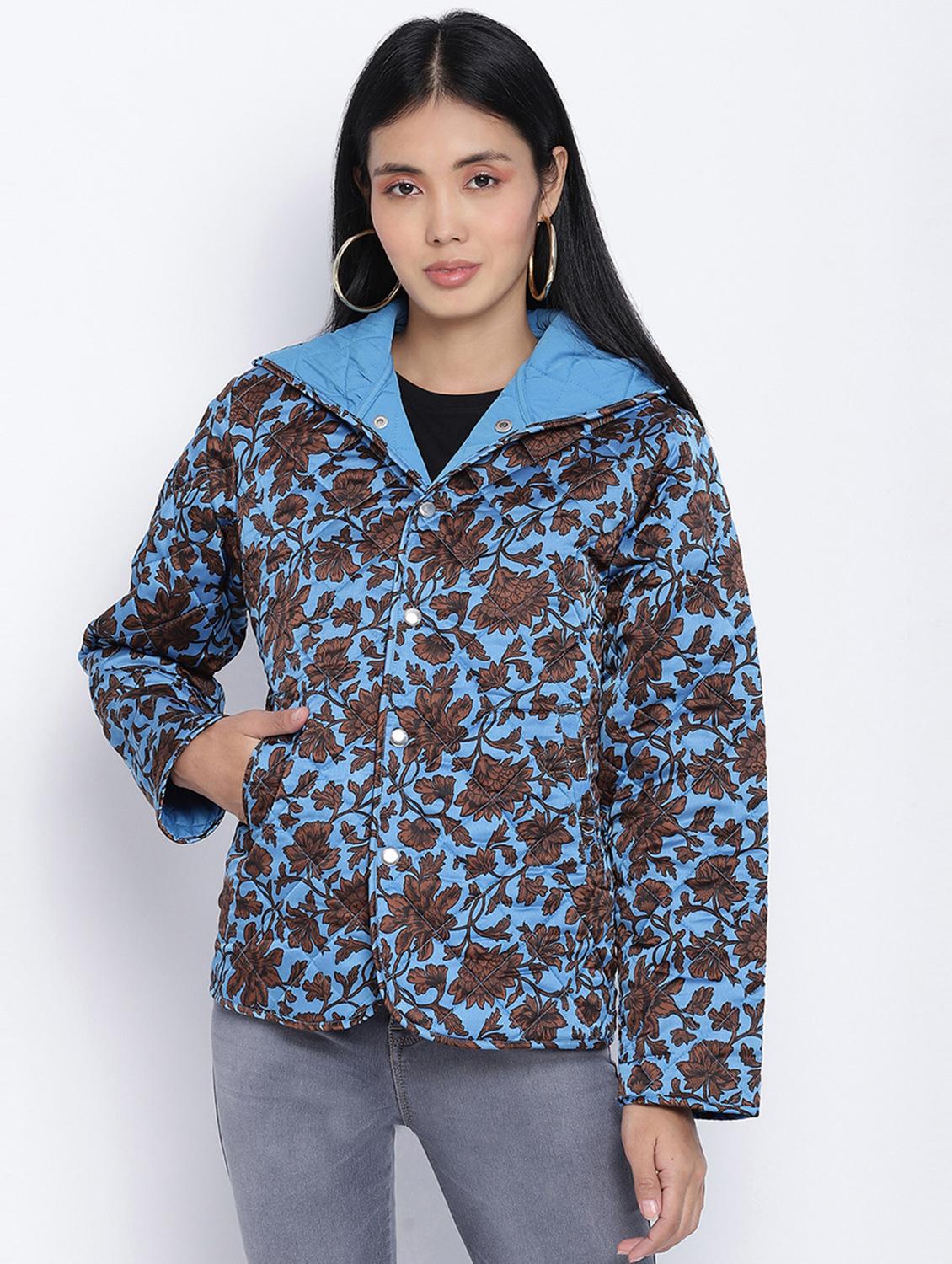 hooded neck floral  jacket - 18013344 -  Zoom Image - 0