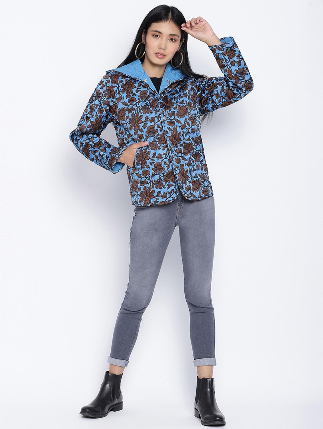 hooded neck floral jacket - 18013344 - Standard Image - 3