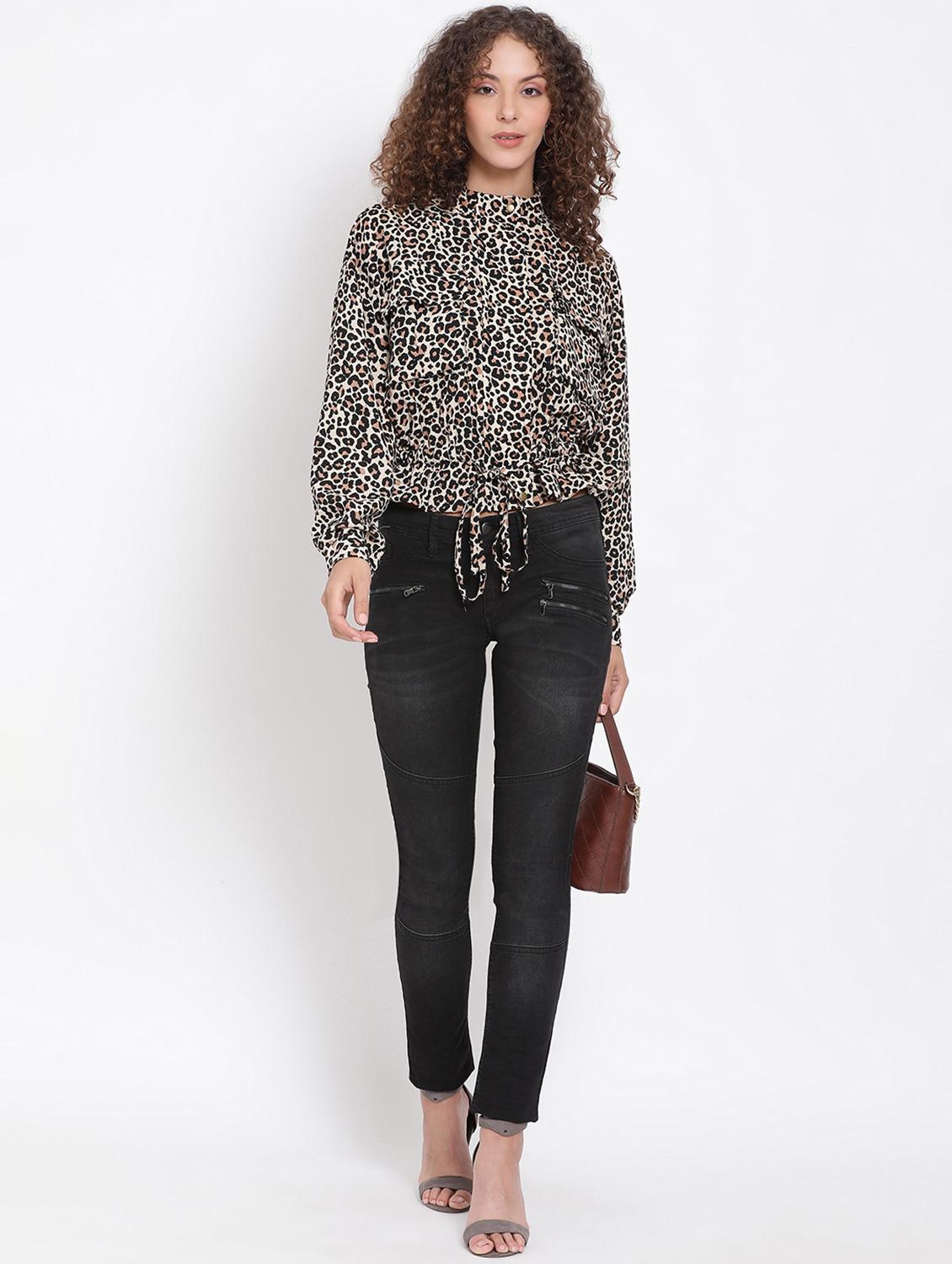 tie front animal print jacket - 18013349 - Standard Image - 3