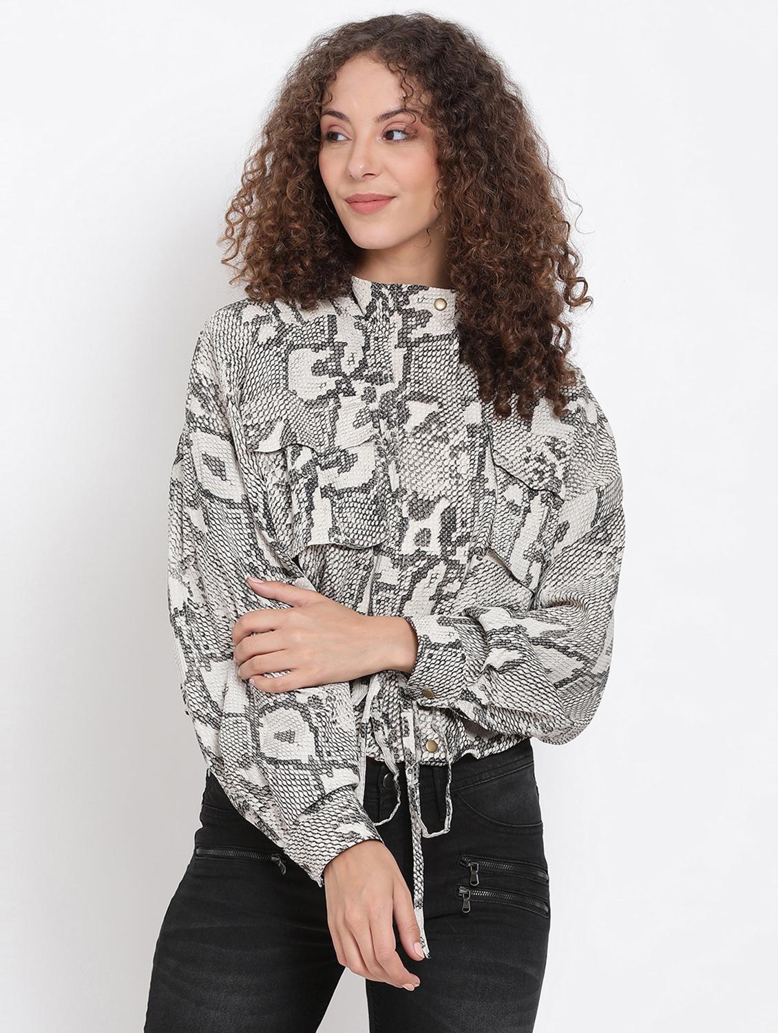 tie front animal print jacket - 18013351 - Zoom Image - 0