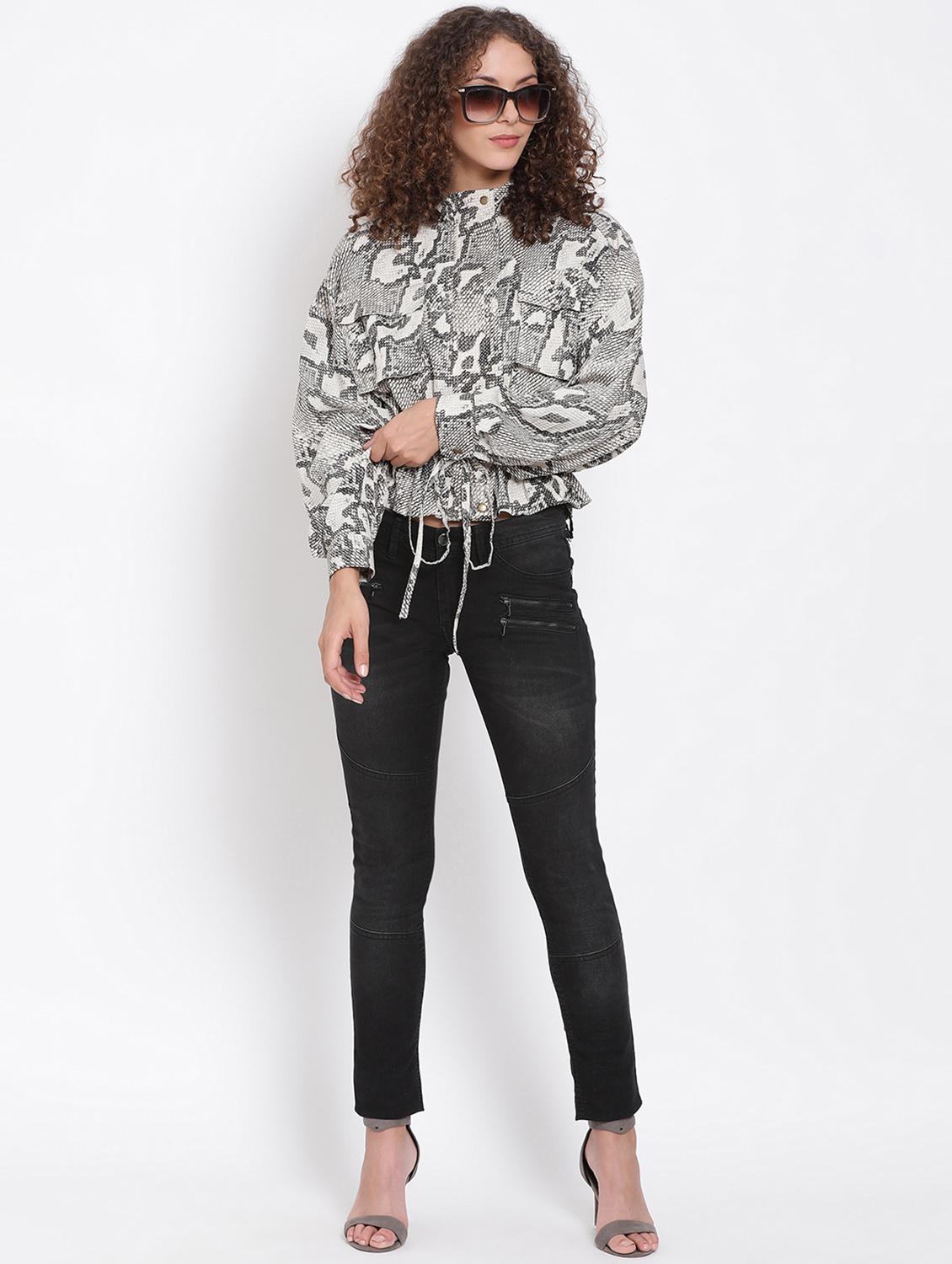 tie front animal print jacket - 18013351 - Standard Image - 3