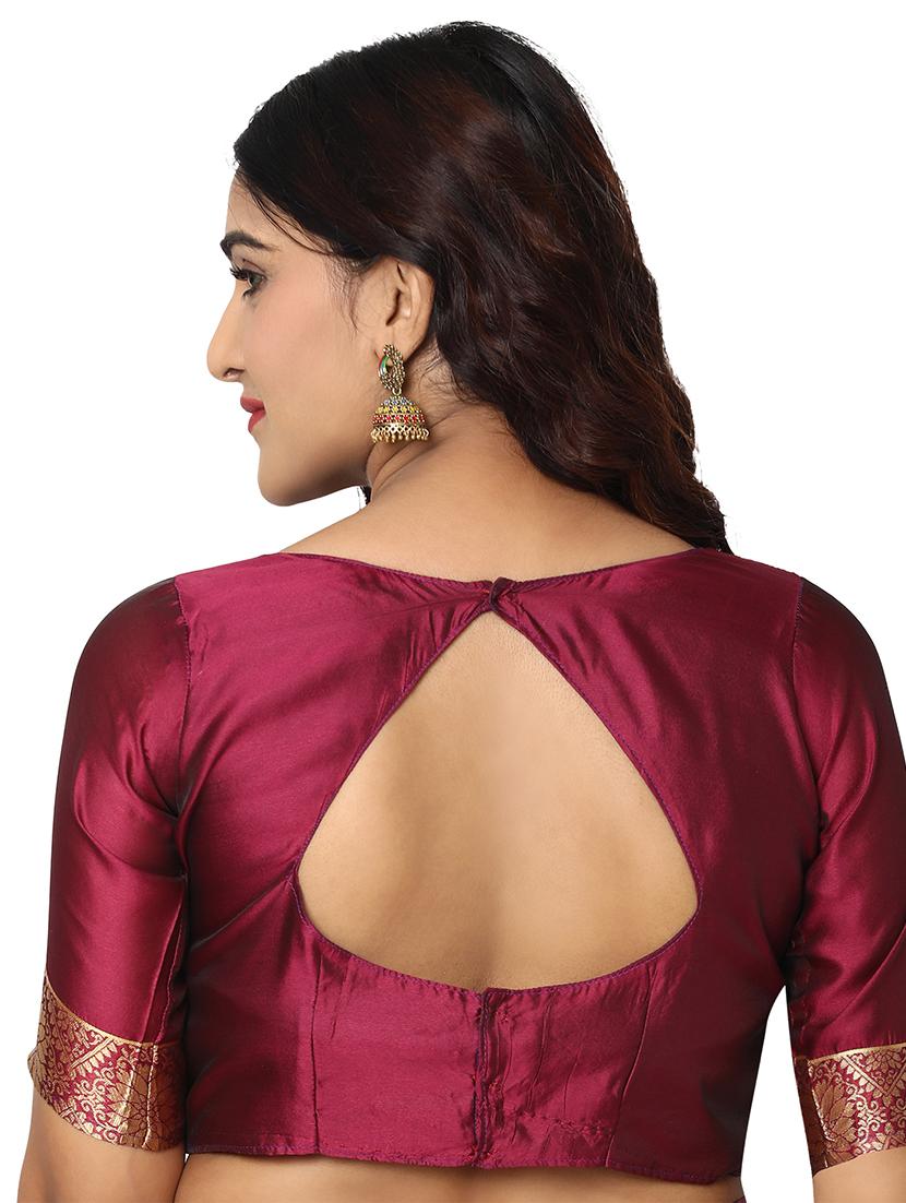 burgundy kanjivaram saree with blouse - 18013611 - Standard Image - 3