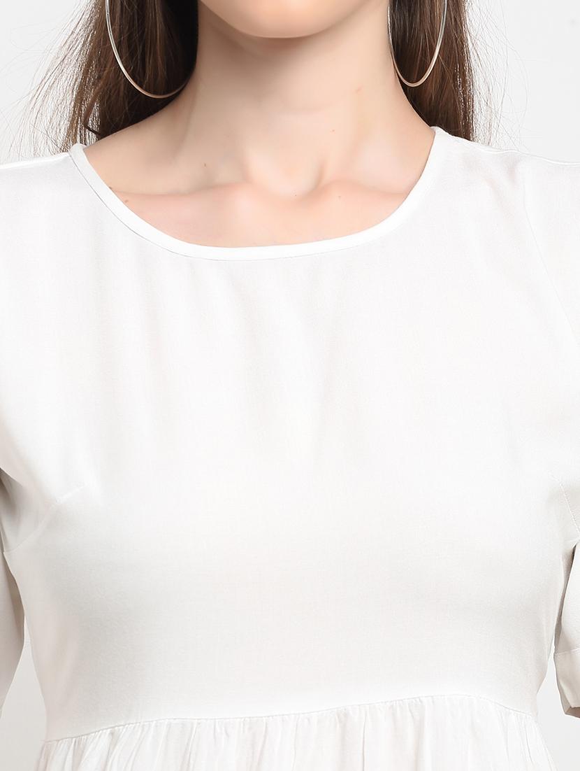 round neck solid fit & flare dress - 18013717 - Standard Image - 3