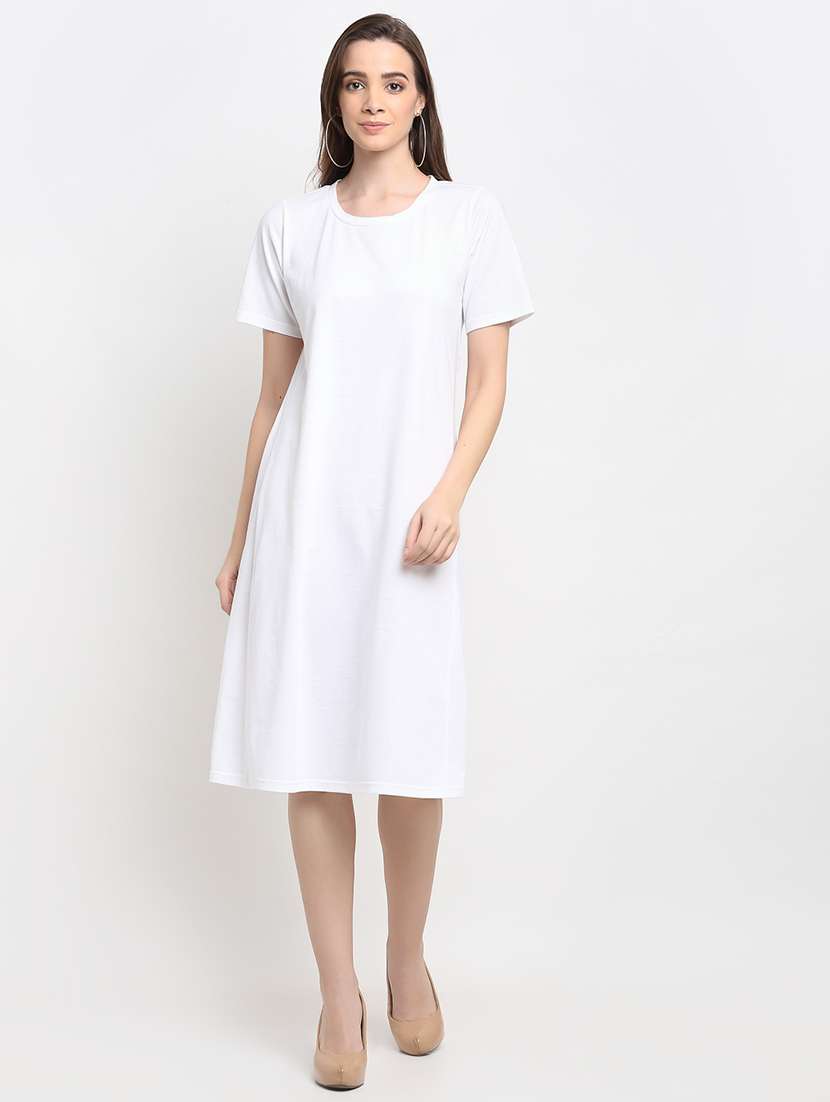 round neck solid a-line dress - 18013742 - Zoom Image - 0