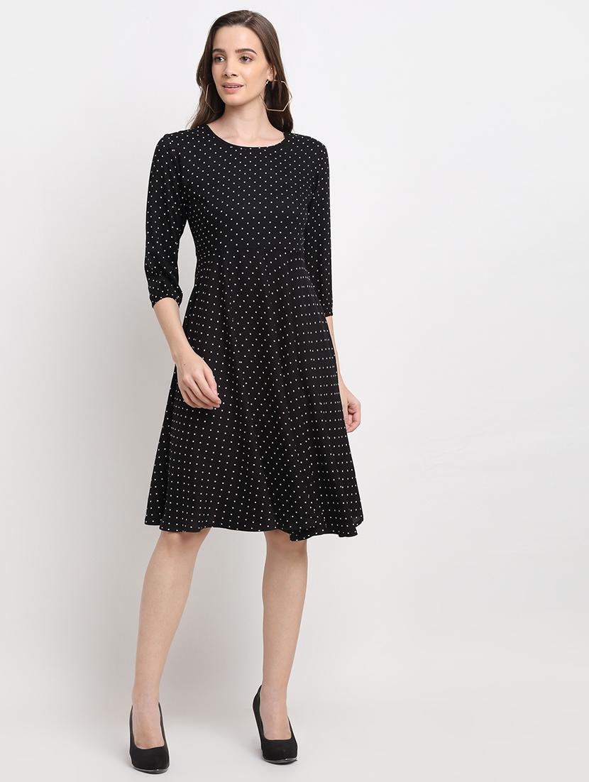 round neck polka dot a-line dress - 18013743 - Zoom Image - 0