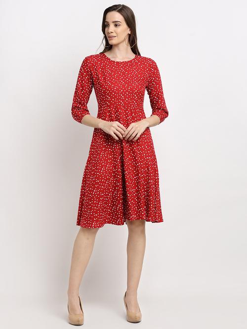 round neck printed a-line dress - 18013745 -  Standard Image - 0