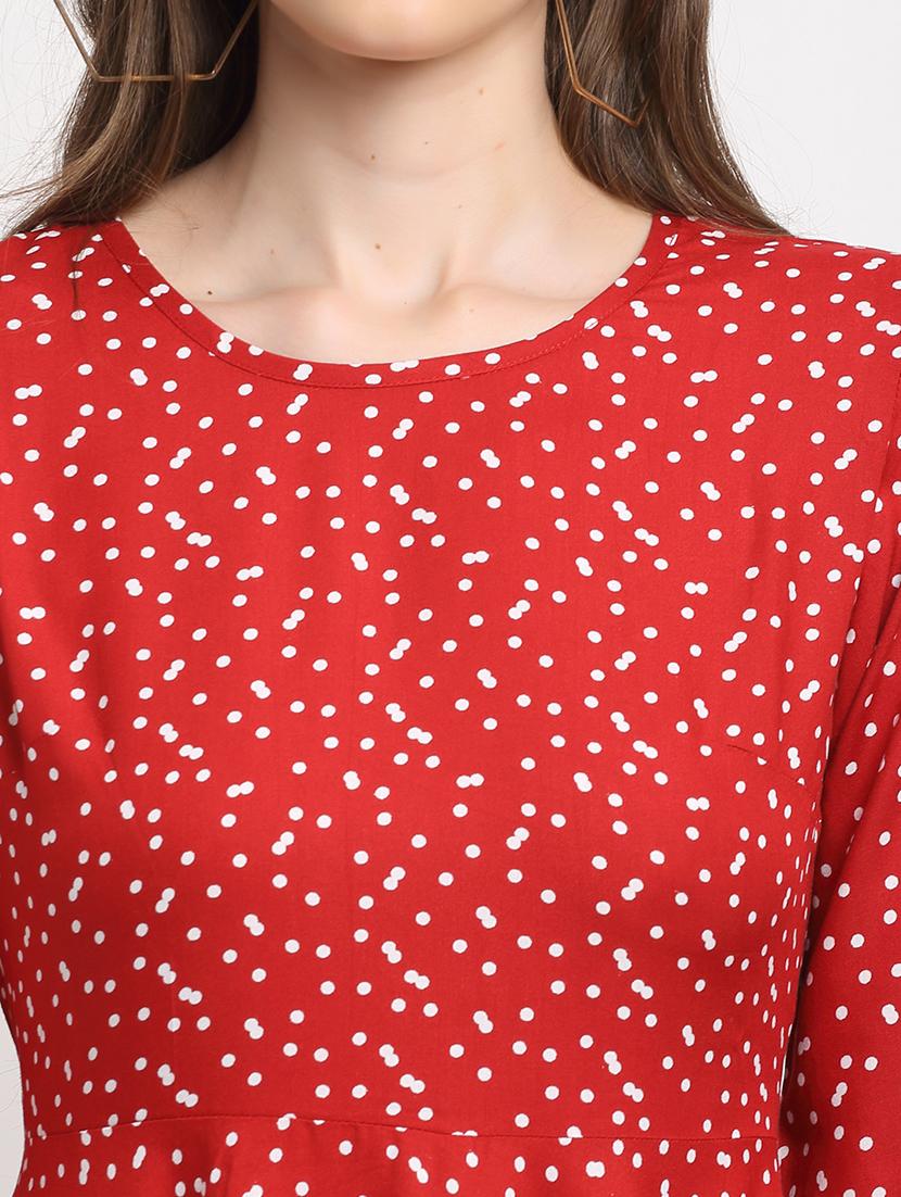 round neck printed a-line dress - 18013745 - Standard Image - 3