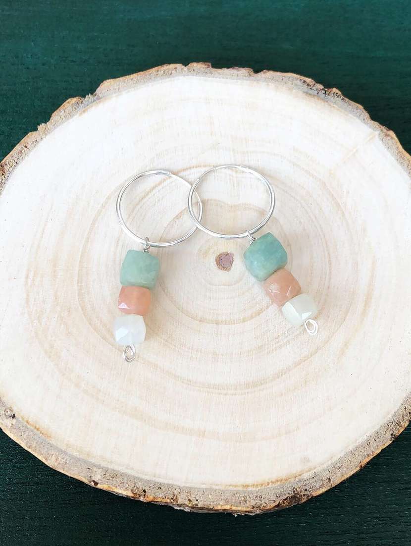 Silver Earrings With Semi Precious Stones