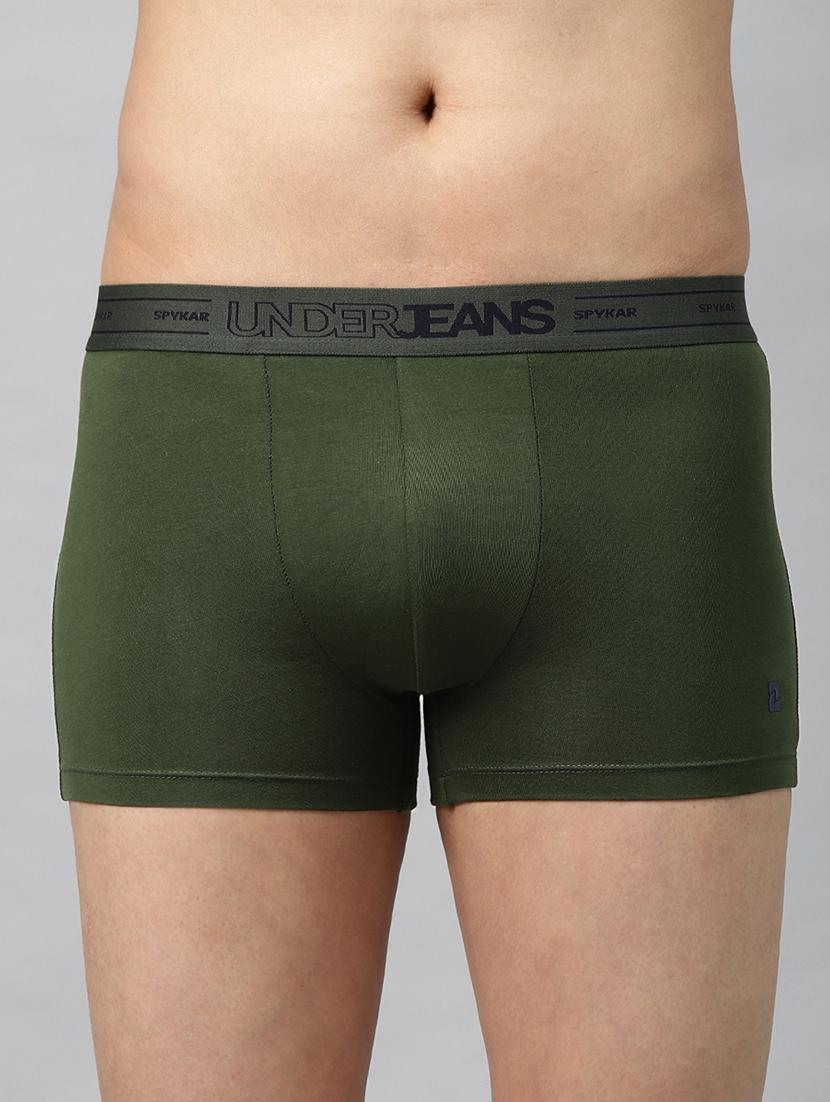 olive green solid trunks - 18014053 - Zoom Image - 0