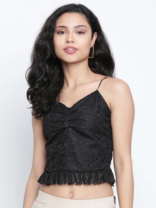 women's crop shoulder strap top - 18014730 - Standard Image - 0