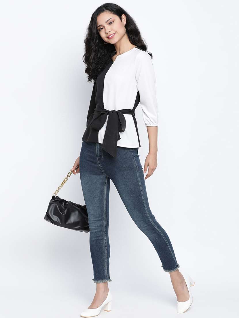 women's straight mandarin neck top - 18014731 - Standard Image - 3