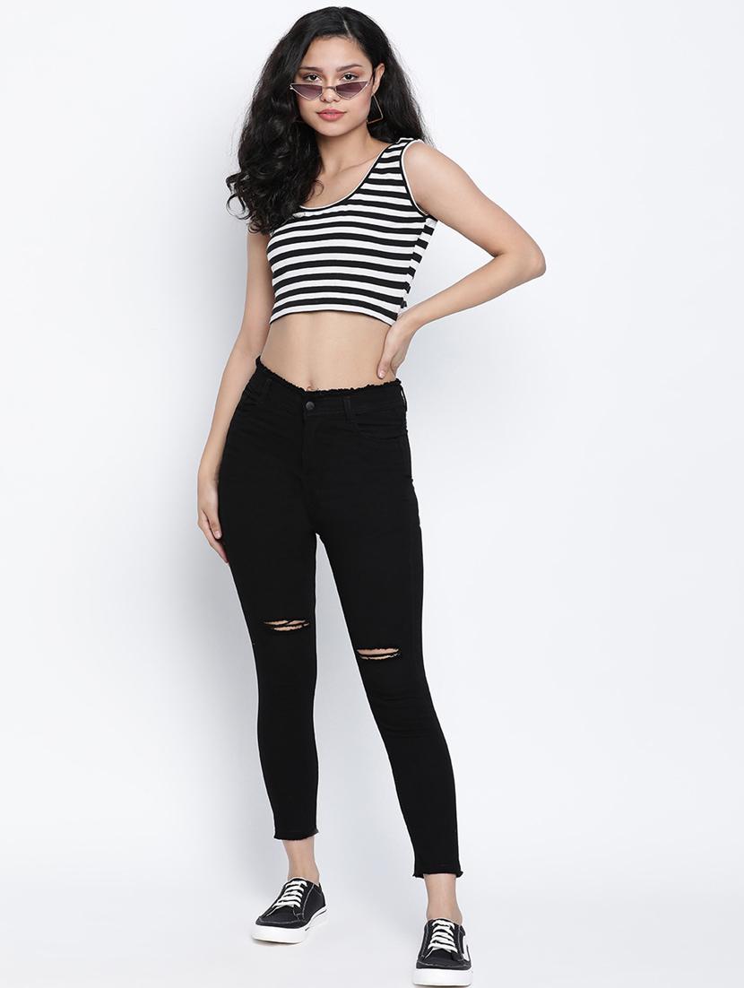 women's crop scoop neck top - 18014741 - Standard Image - 3