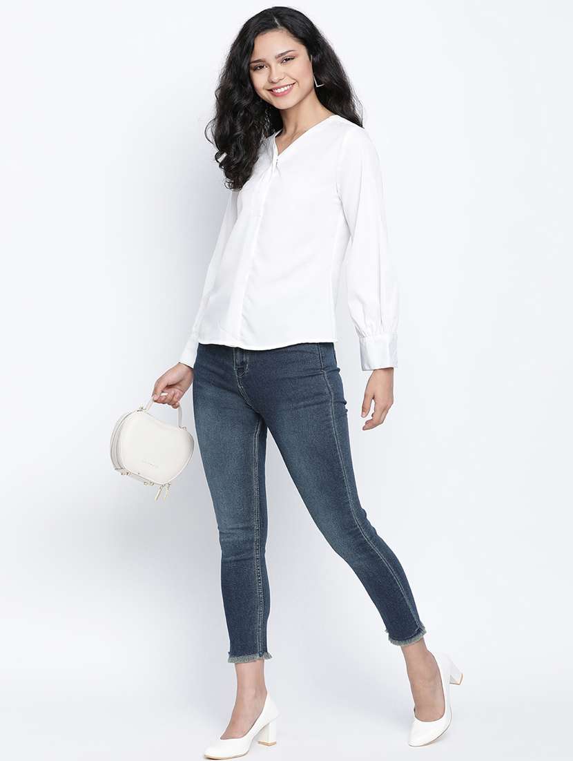 women's straight v neck top - 18014745 -  Standard Image - 3