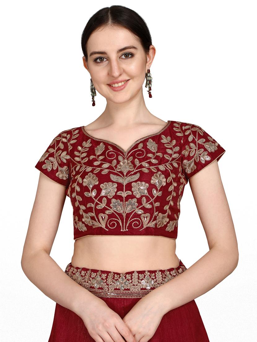 red silk flared lehenga - 18015444 - Standard Image - 3