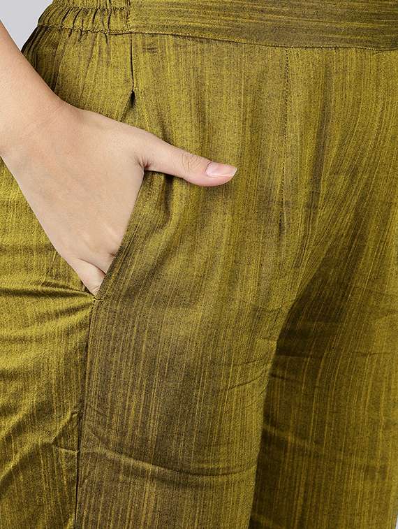 yellow viscose kurta pant  set - 18015681 -  Standard Image - 3