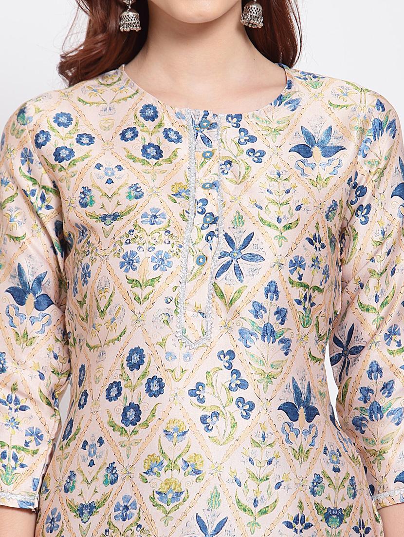 cream kurta palazzo set - 18015738 - Standard Image - 5
