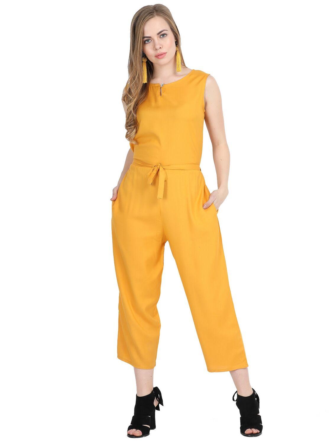 yellow crepe jumpsuit - 18015959 - Zoom Image - 0