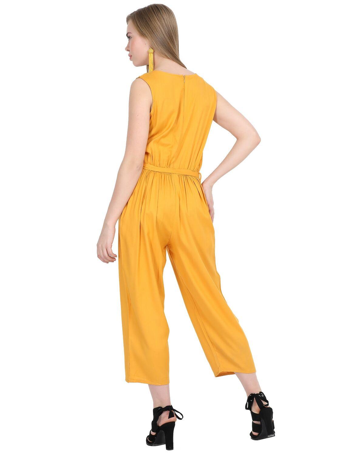 yellow crepe jumpsuit - 18015959 - Standard Image - 3