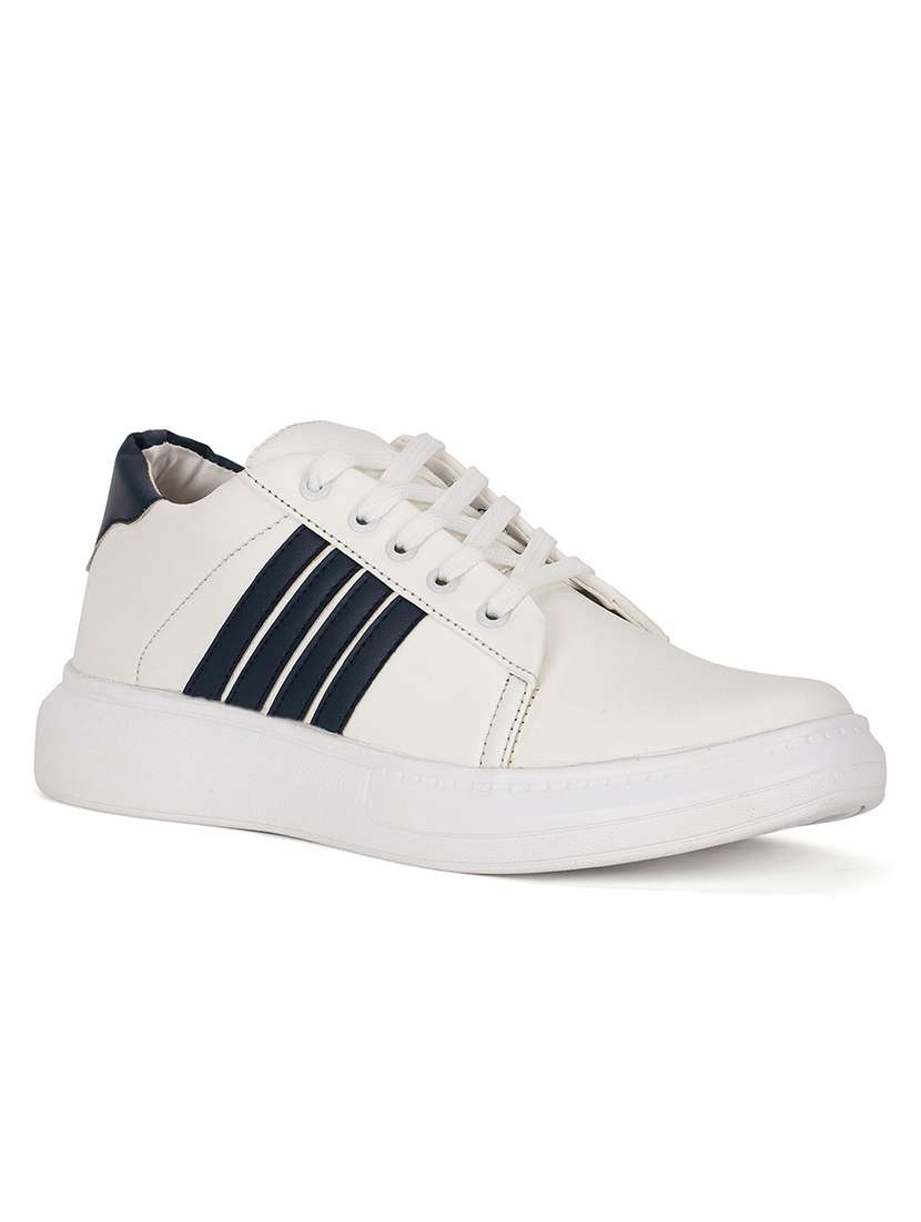 navy leather lace up sneakers - 18015980 -  Zoom Image - 0