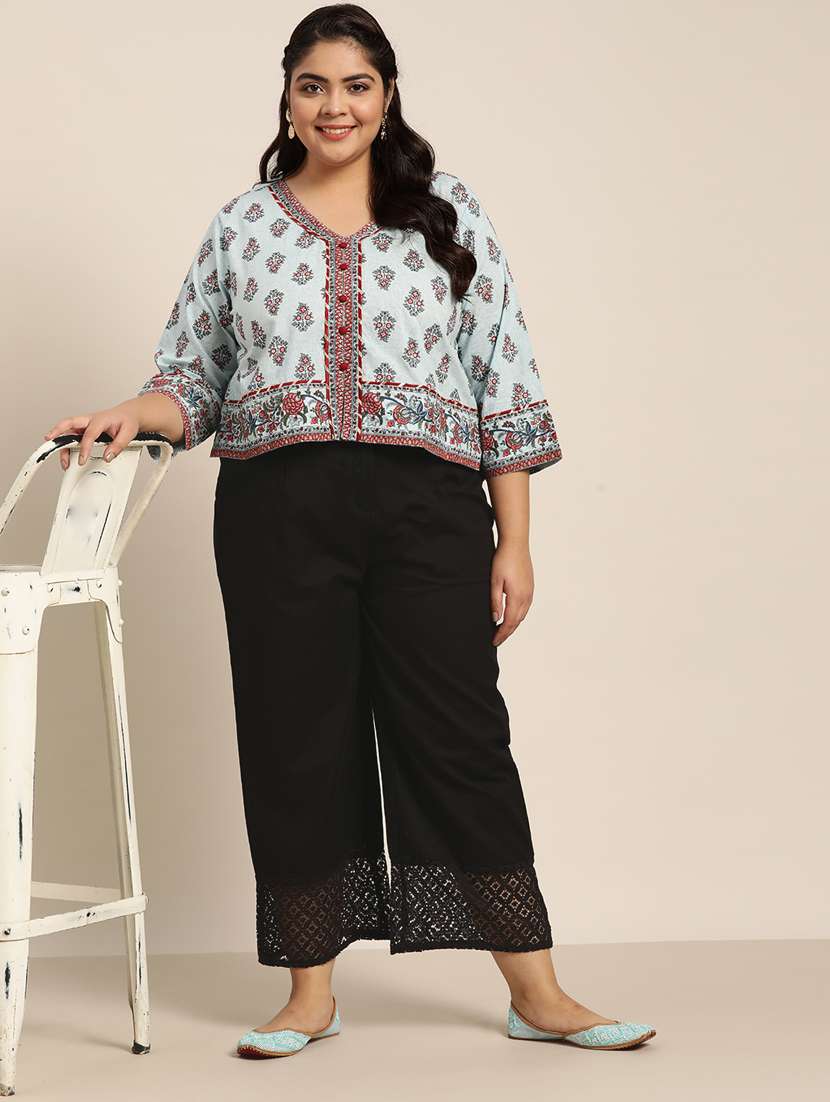 black cotton palazzos - 18016069 -  Standard Image - 3