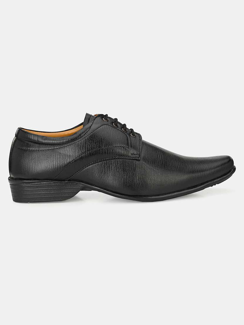 black leatherette laceup derbies