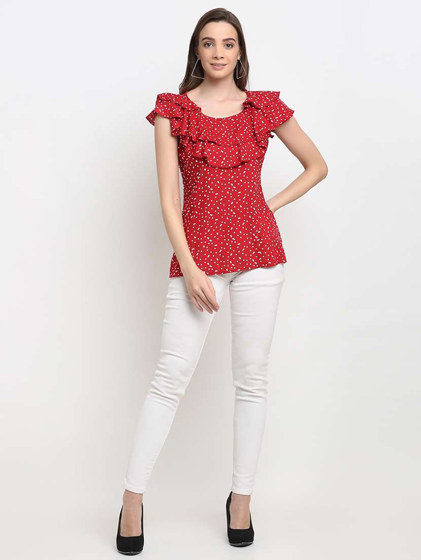 ruffle detail polka dot  top - 18016150 -  Standard Image - 3