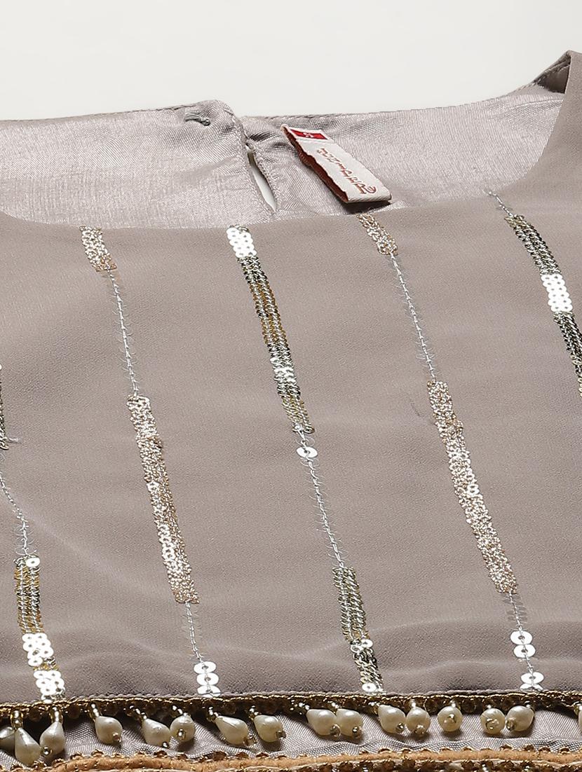 grey georgette flared lehenga - 18016273 - Standard Image - 5