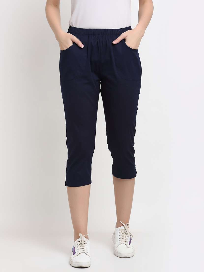 mid rise solid capri