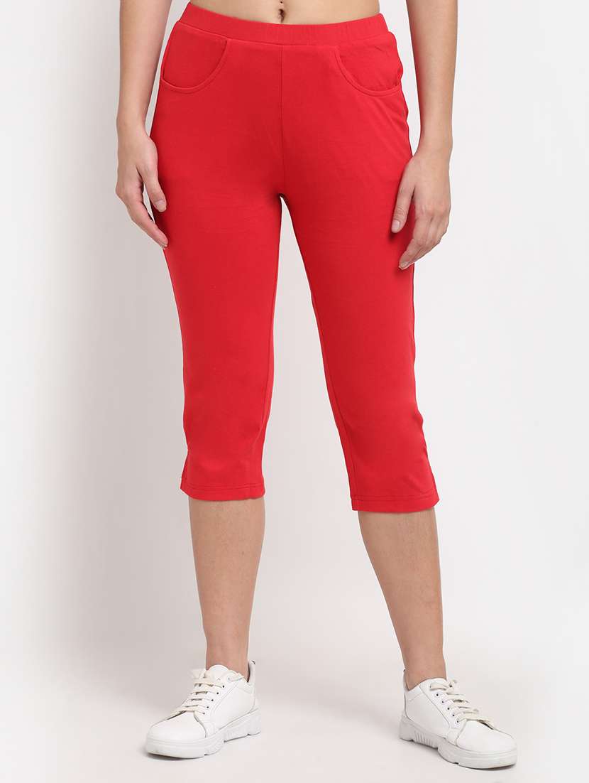 mid rise solid capri