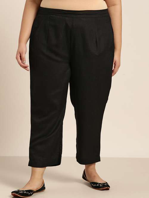 black rayon tapered pant - 18016717 -  Standard Image - 0