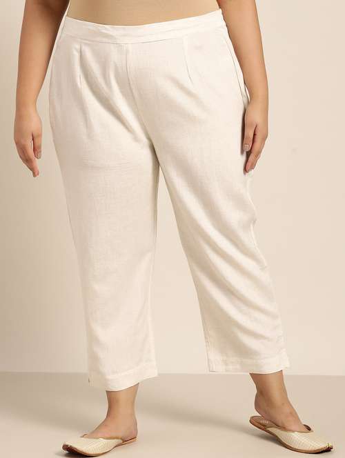 white rayon straight tapered pant - 18016719 -  Standard Image - 0