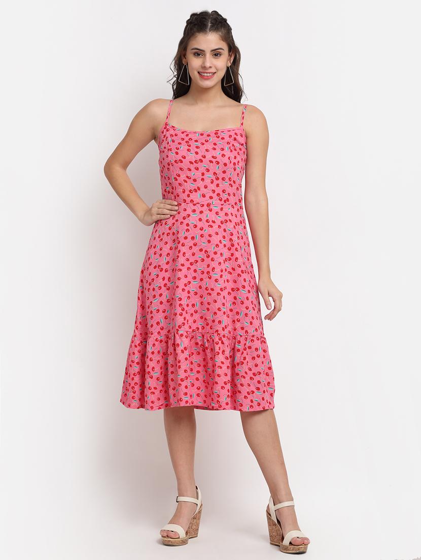 cami neck printed fit & flare dress - 18016758 - Zoom Image - 0