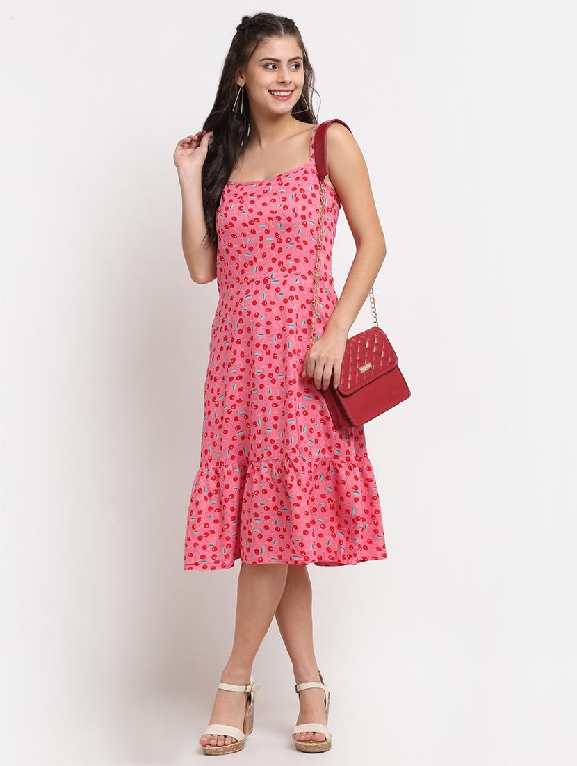 cami neck printed fit & flare dress - 18016758 - Standard Image - 3