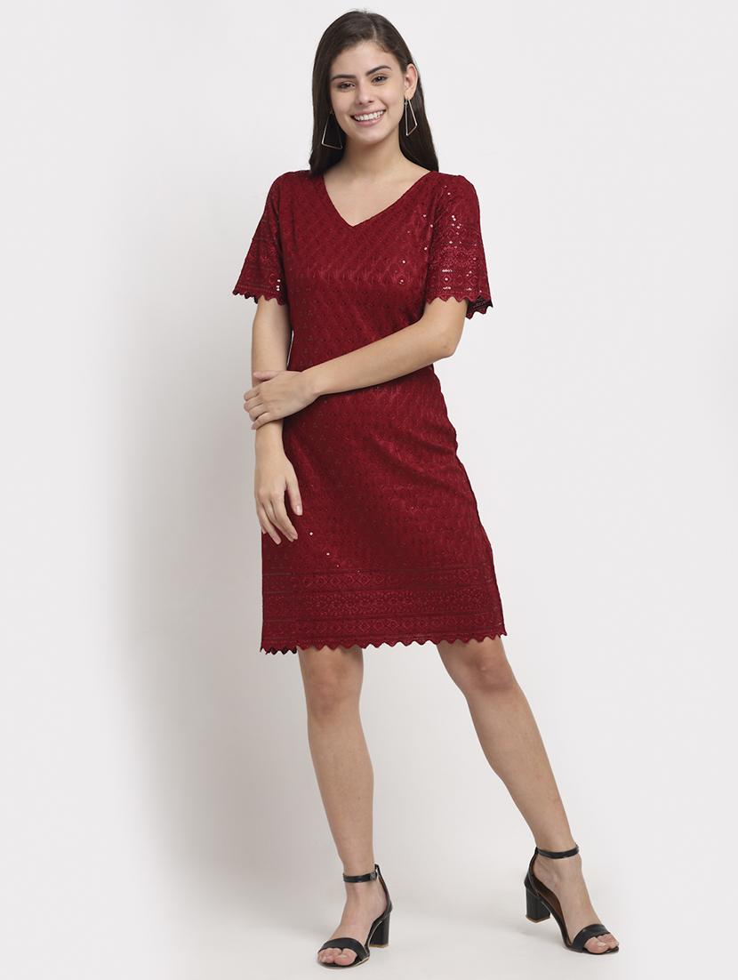 v-neck embellished a-line dress - 18016765 - Zoom Image - 0