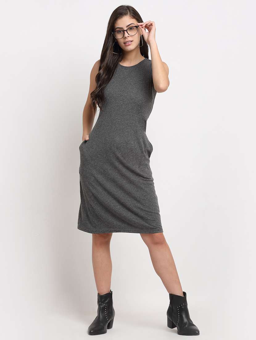 round neck solid bodycon  dress - 18016770 -  Standard Image - 3