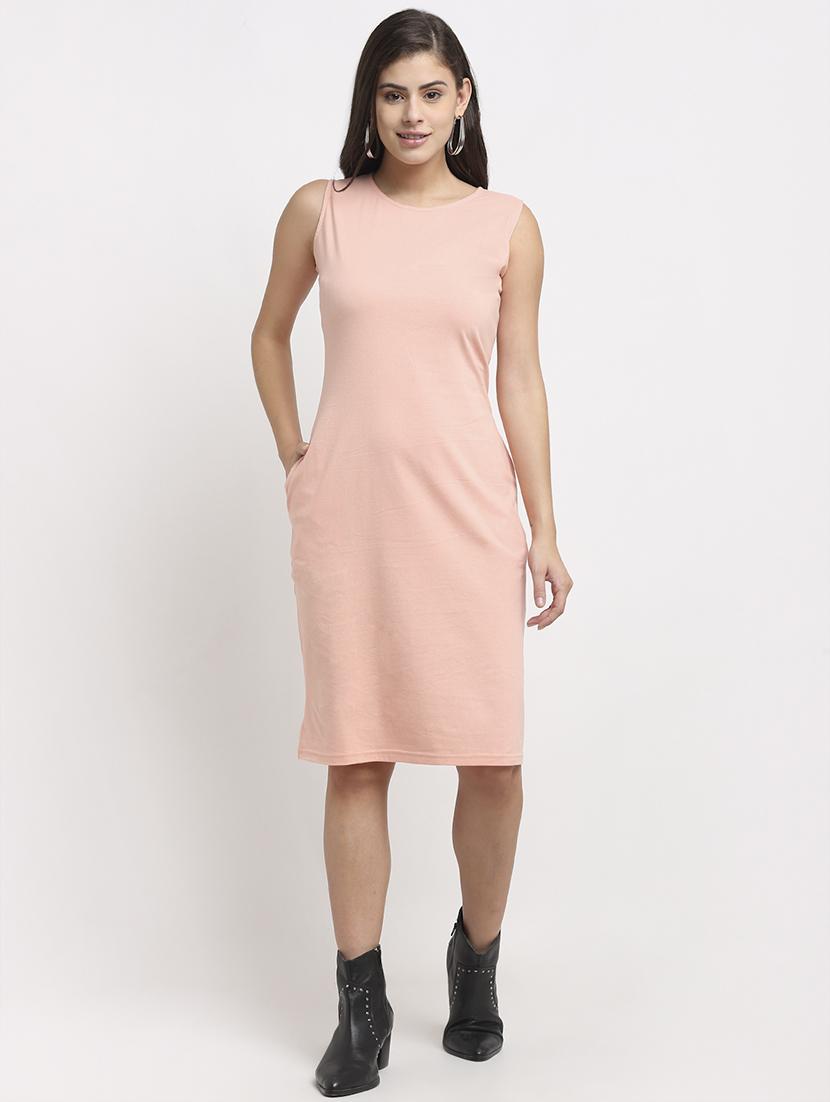 round neck solid t-shirt dress - 18016772 - Zoom Image - 0