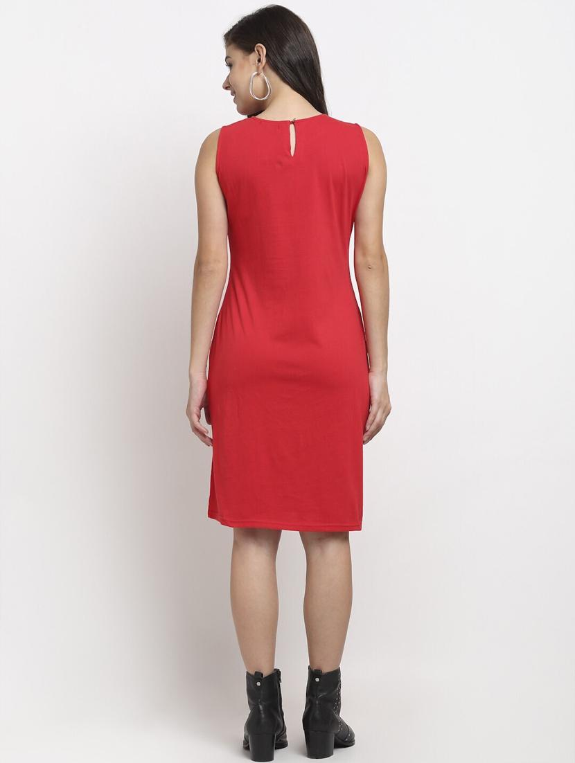 round neck solid t-shirt dress - 18016773 - Standard Image - 3