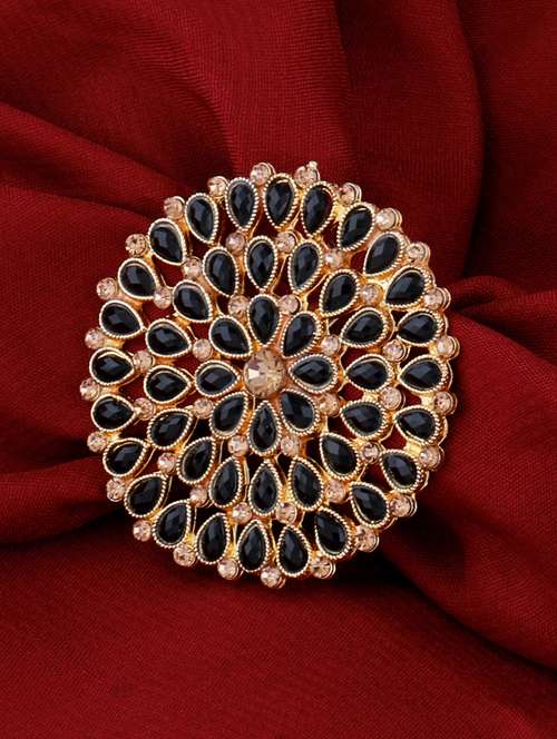 round gold tone adjustable designer finger ring - 18017487 - Standard Image - 0