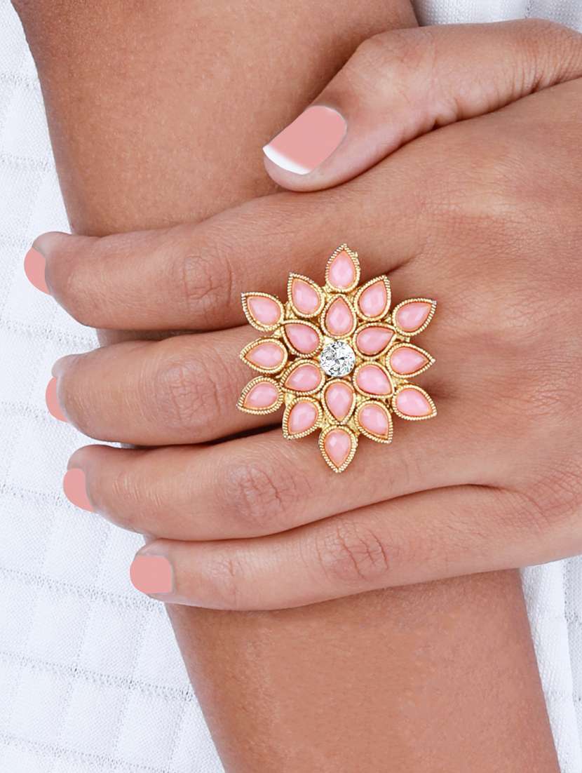 stylish adjustable floral designer finger ring - 18017497 - Standard Image - 3