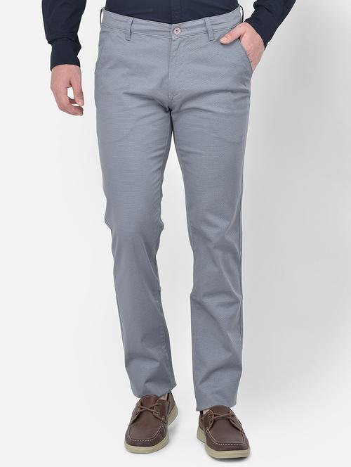 grey printed flat front casual trouser - 18017670 -  Standard Image - 0