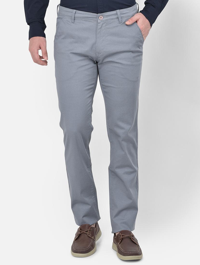 grey printed flat front casual trouser - 18017670 -  Zoom Image - 0